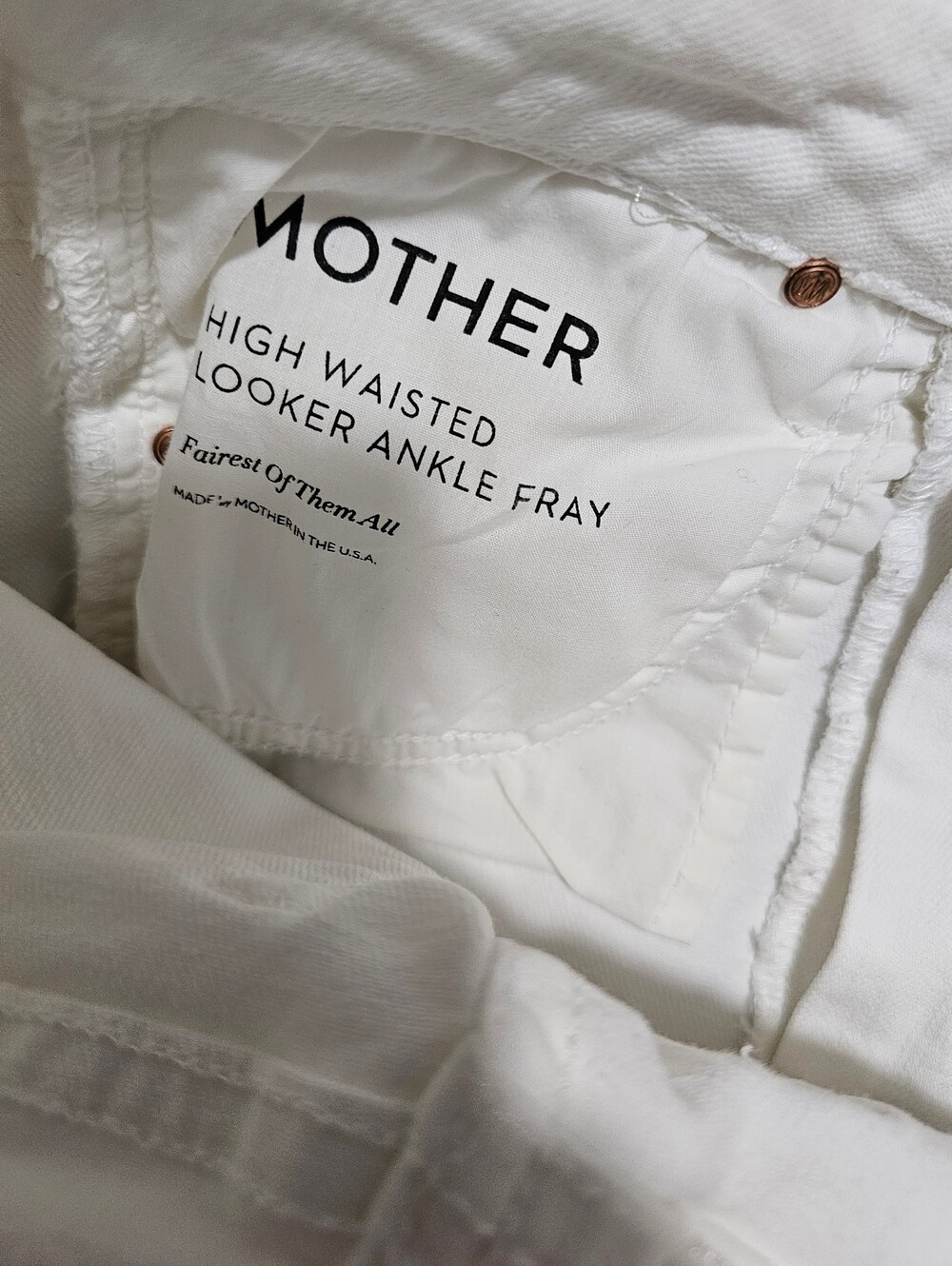 Mother High Waisted Looker Ankle Fray Jeans in White Sz 25 - Picture 8 of 10